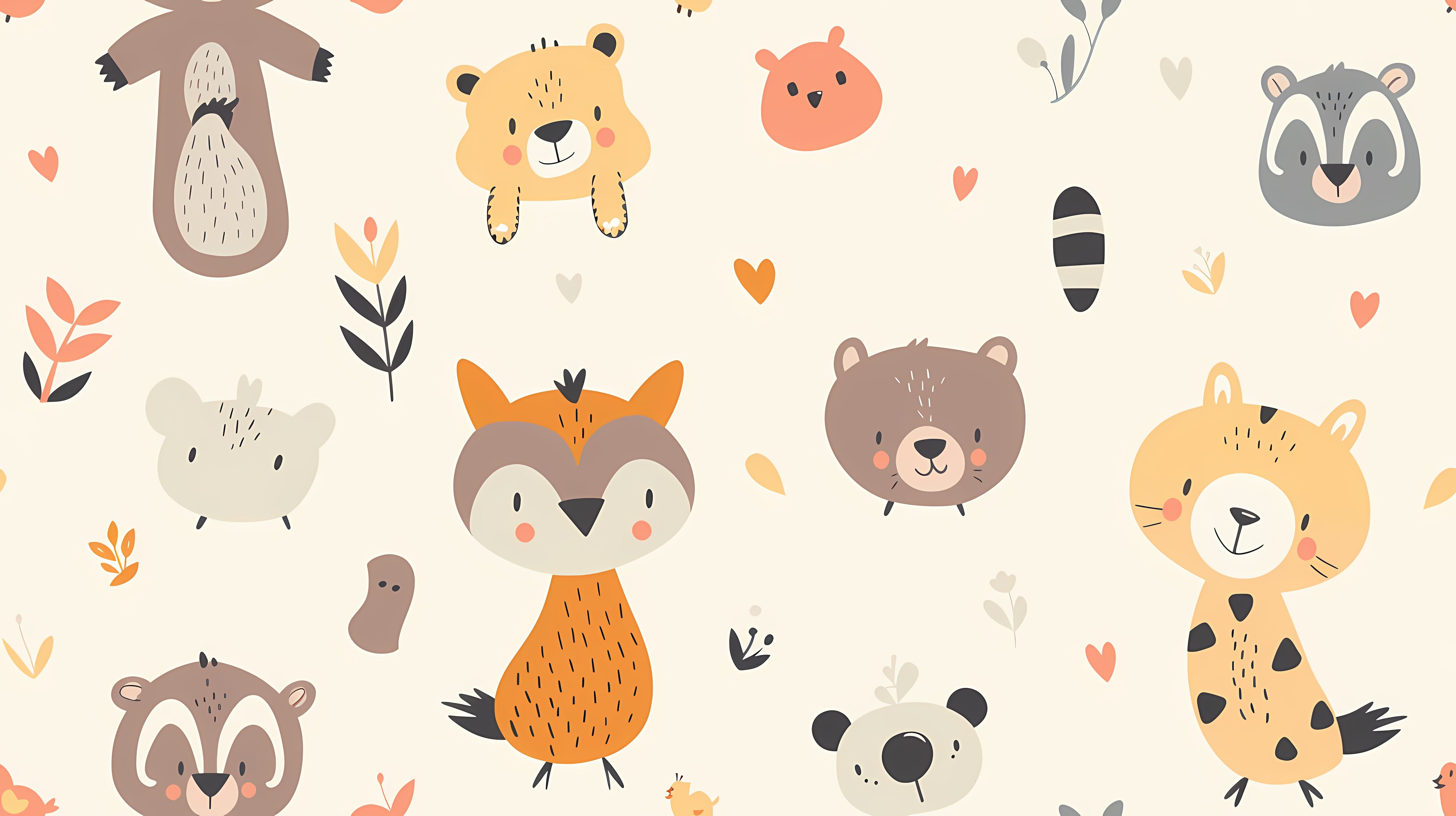 Papier peint Motifs animaux mignons