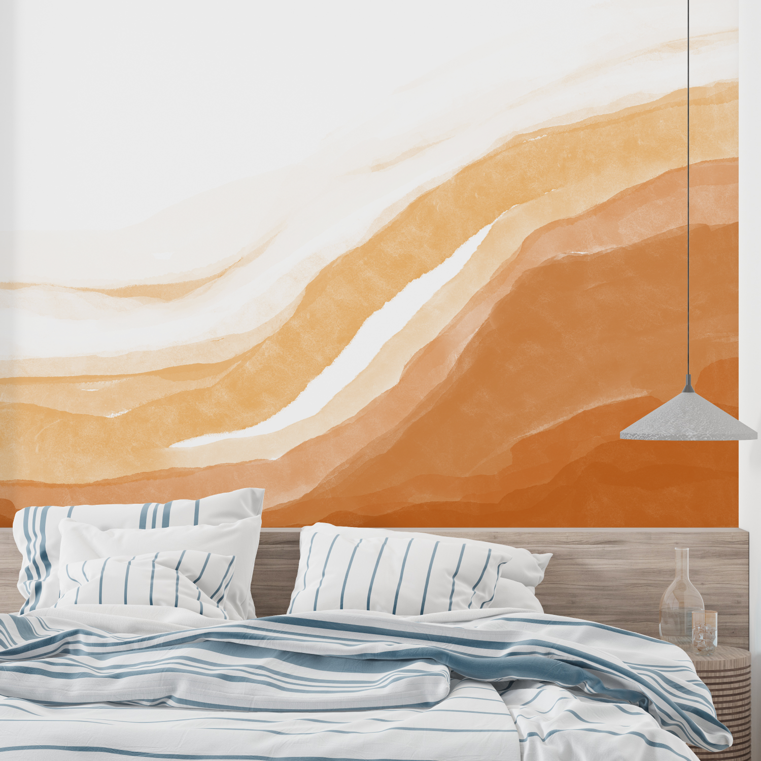 Papier peint aquarelle art orange leroy merlin