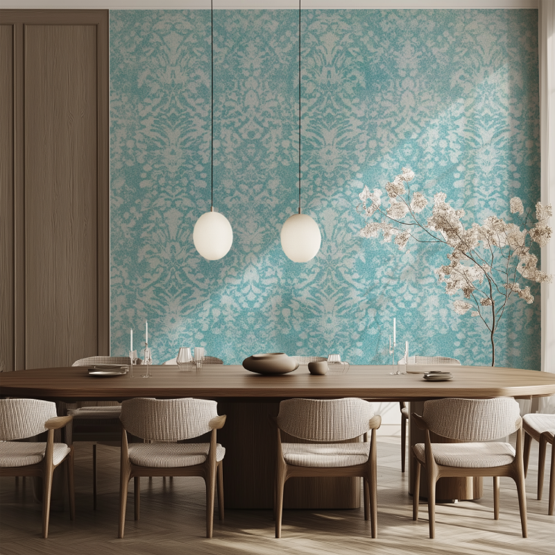 Papier peint vintage petits motifs salle manger tendance