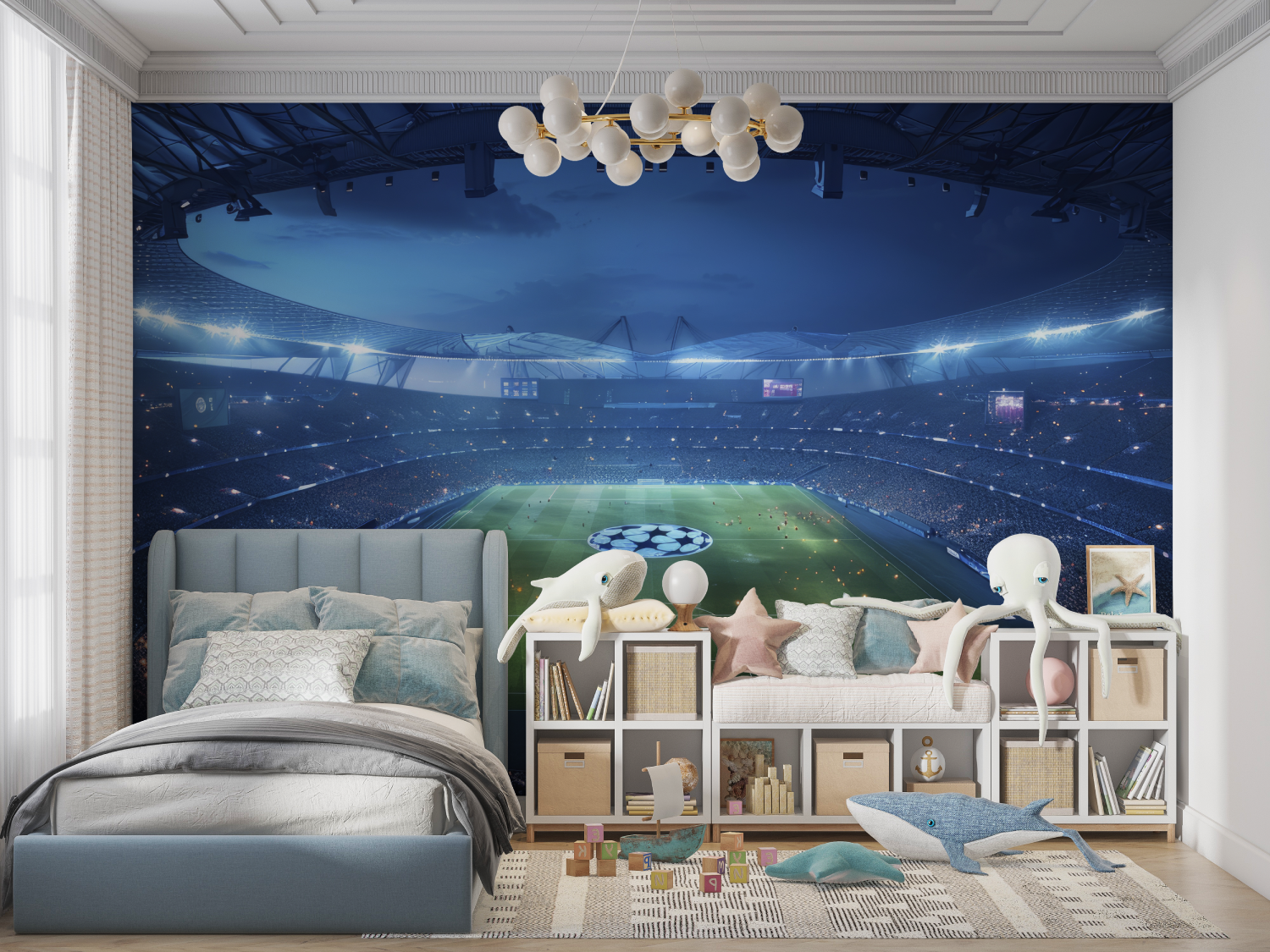 Papier peint foot champions league panoramique garcon