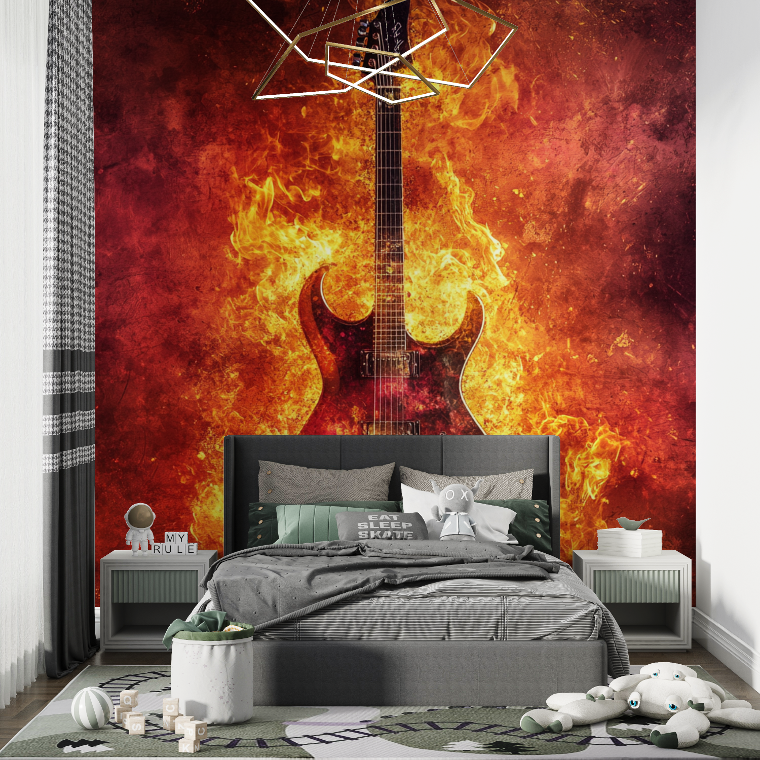 Papier peint guitare electrique chambre de garcon