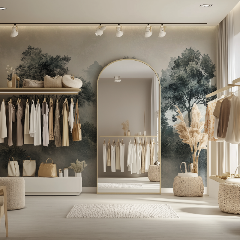 Papier peint arbre brume dressing