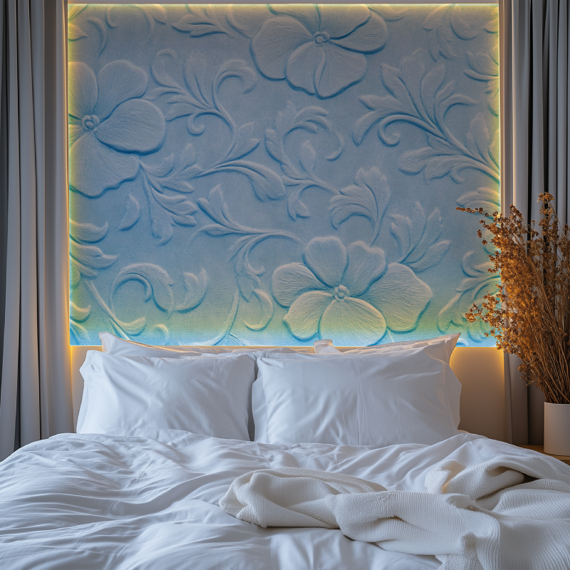 Papier peint vintage fleur bleu chambre premium