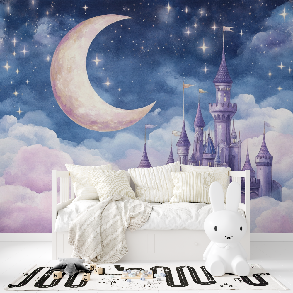 Papier peint lune decoration chambre tapisserie fille