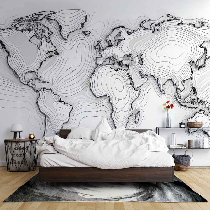 Papier peint carte du monde noire et blanc leroy merlin mur