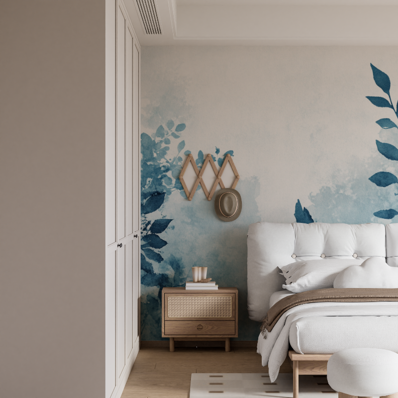 Papier peint aquarelle plantes floues et naturelles mural