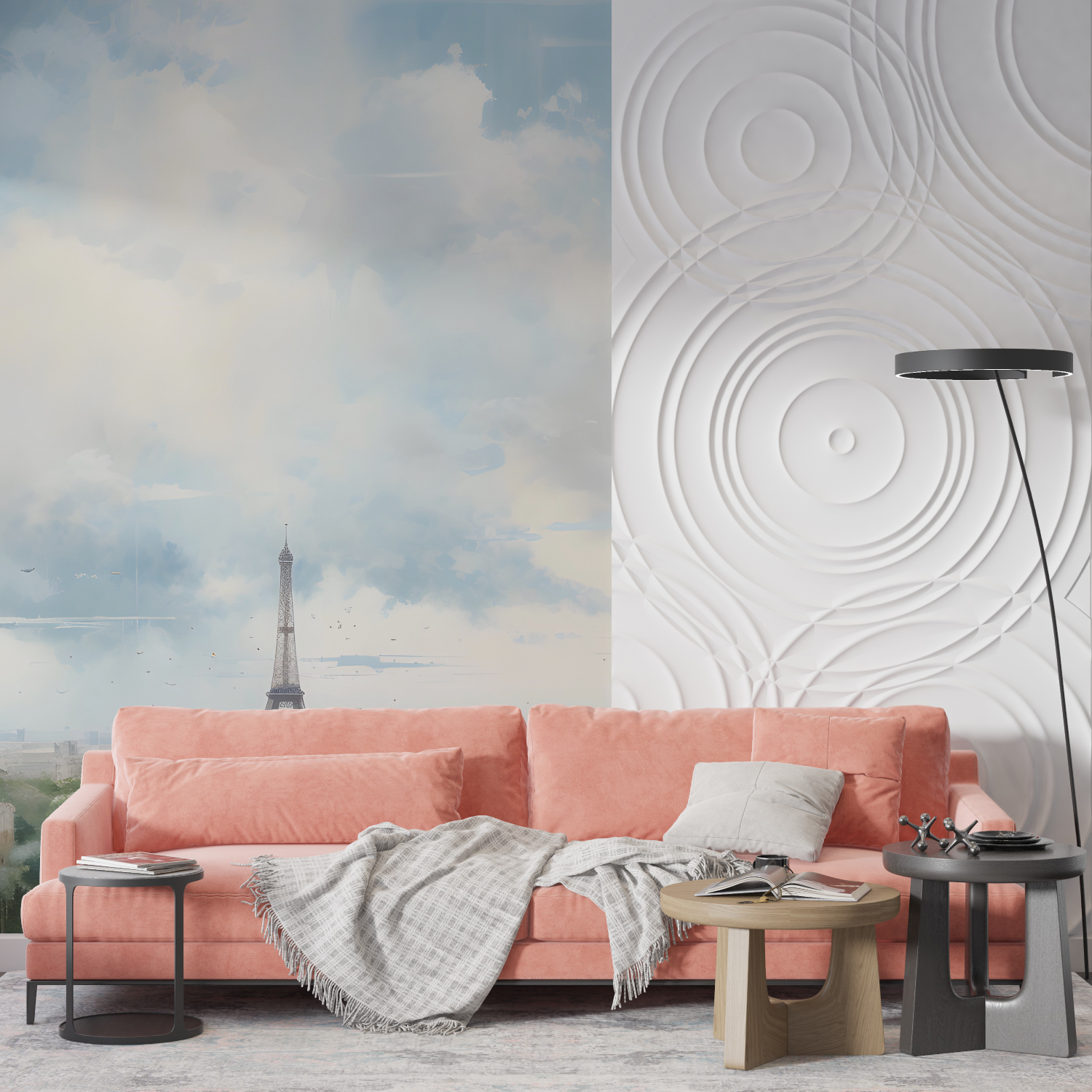 Papier peint aquarelle ciel de paris mur