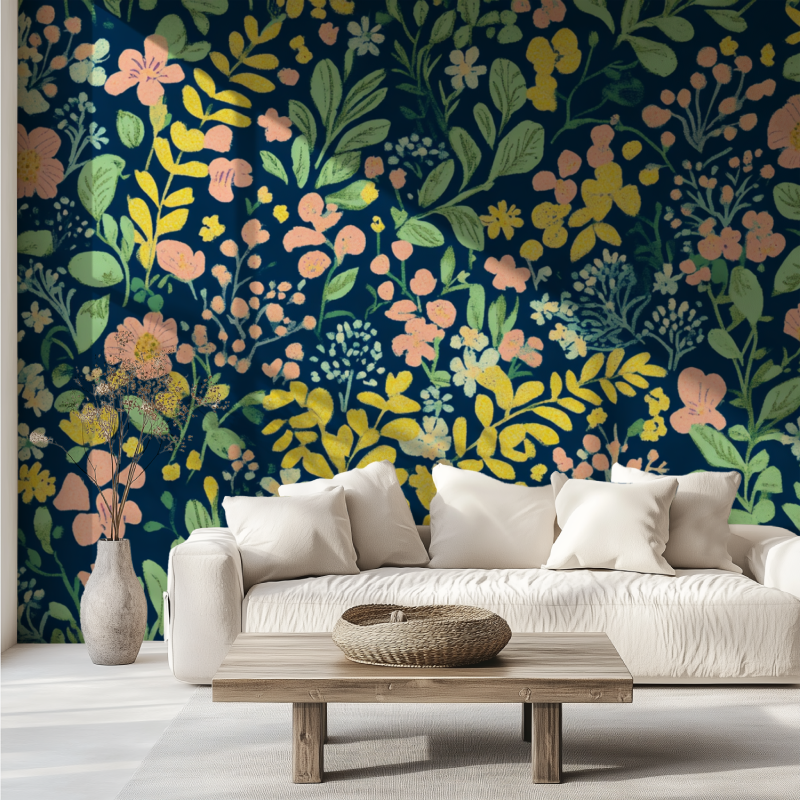 Papier peint vintage style anglais canape tendance