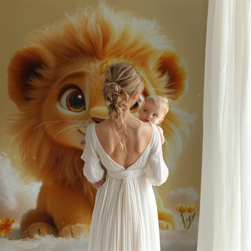 Papier peint lion et nuages bb123