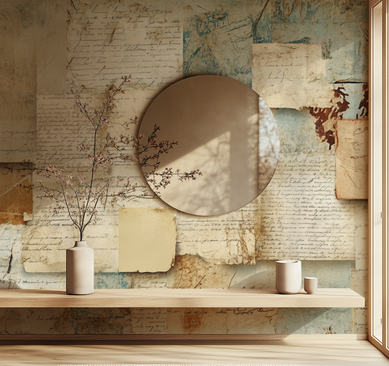Papier peint vintage scrapbooking miroir