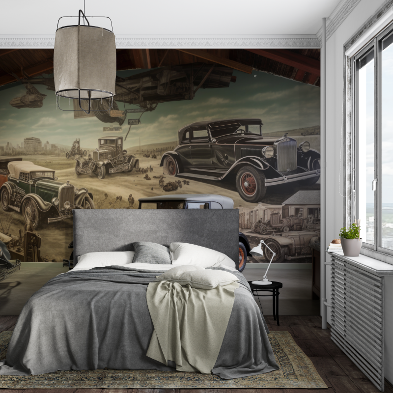 Papier peint voiture ancienne piece ados