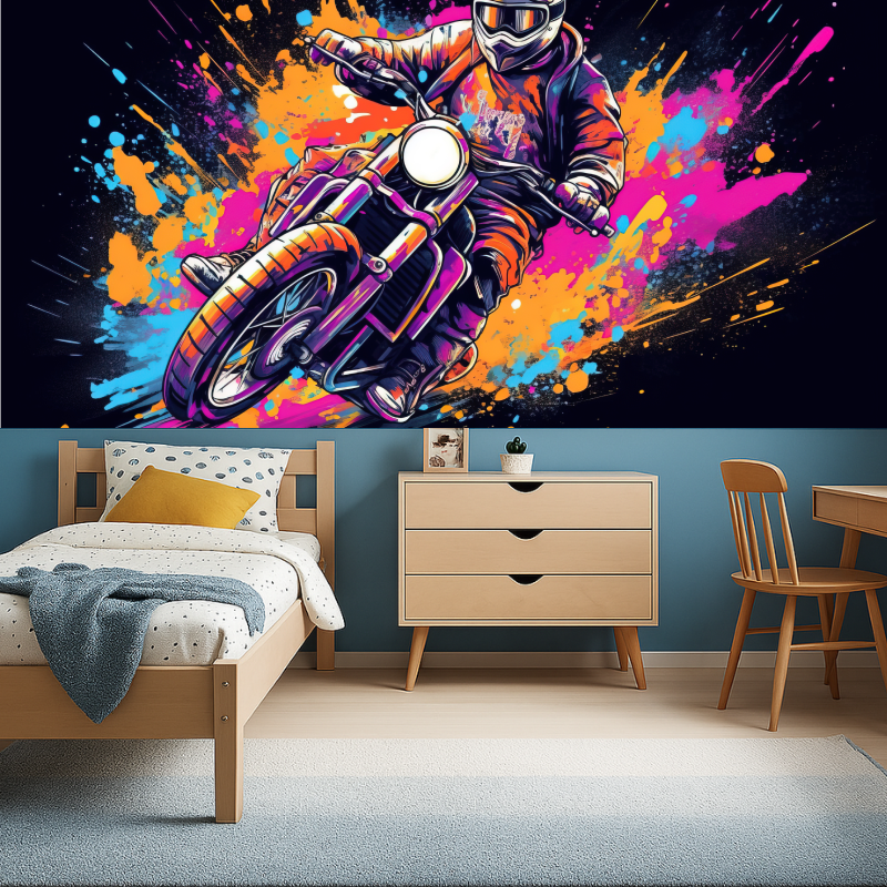 Papier peint chambre graffiti moto garcon456