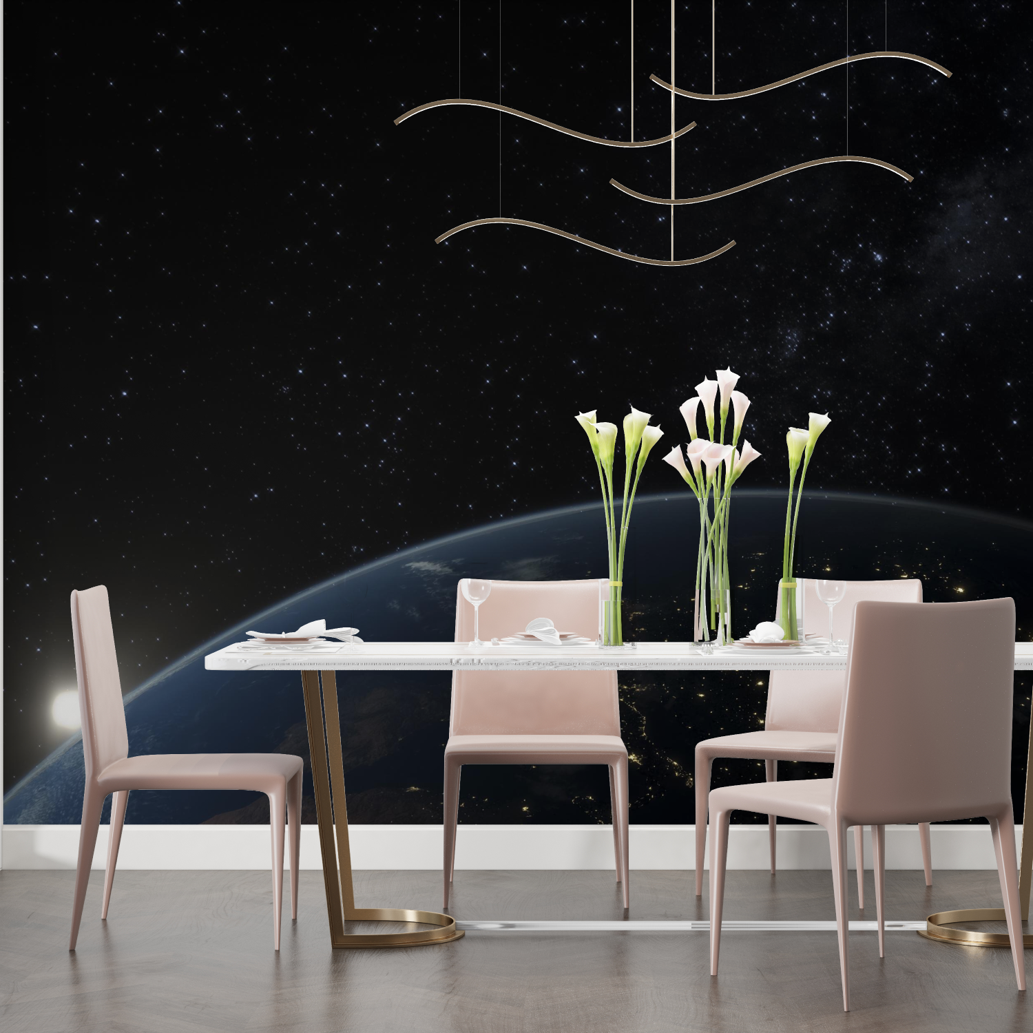 Papier peint theme lespace adulte salon