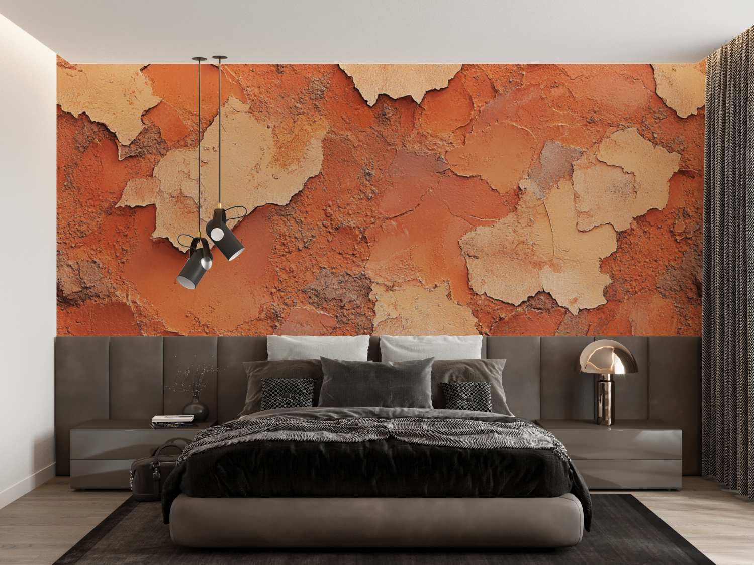 Papier peint terracotta et ocre naturel francais