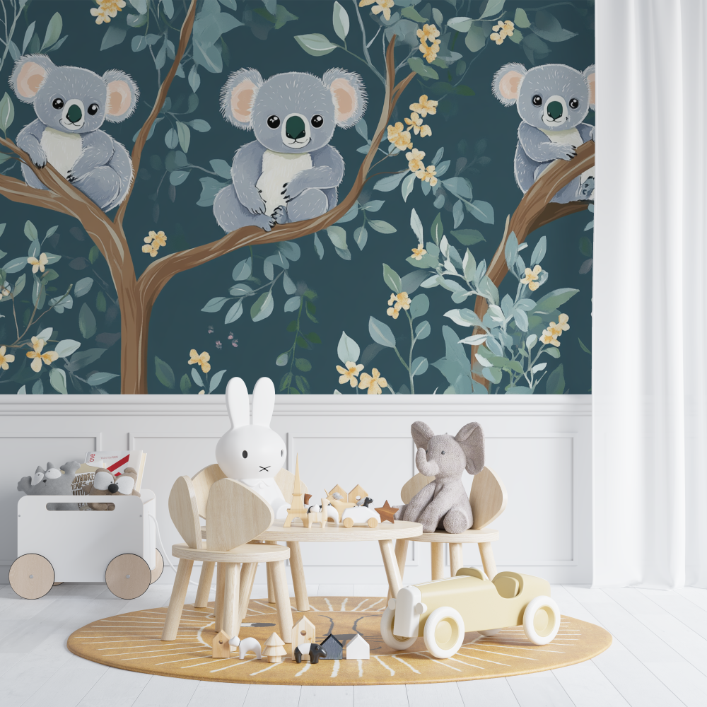 Papier peint koala perche en haut dun arbre chambre de bebe