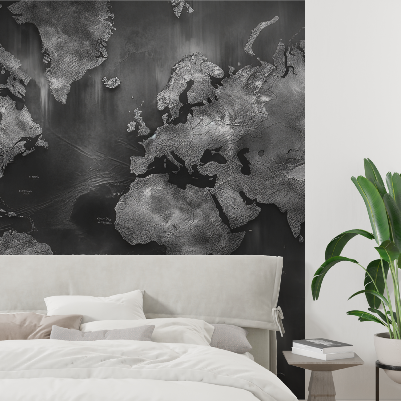 Papier peint carte du monde pour bureau tapisserie tendance