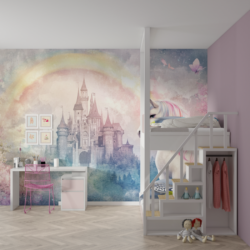Papier peint chambre petite fil... en ciel mur chambre fille
