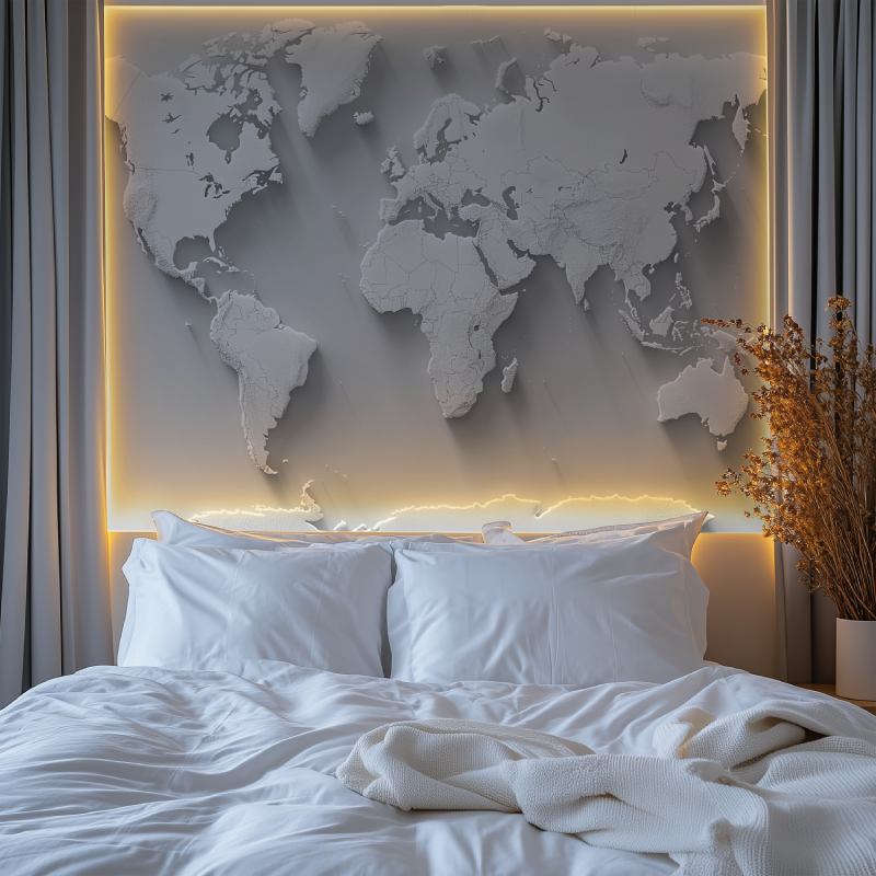 Papier peint carte du monde blanc chambre tendanc