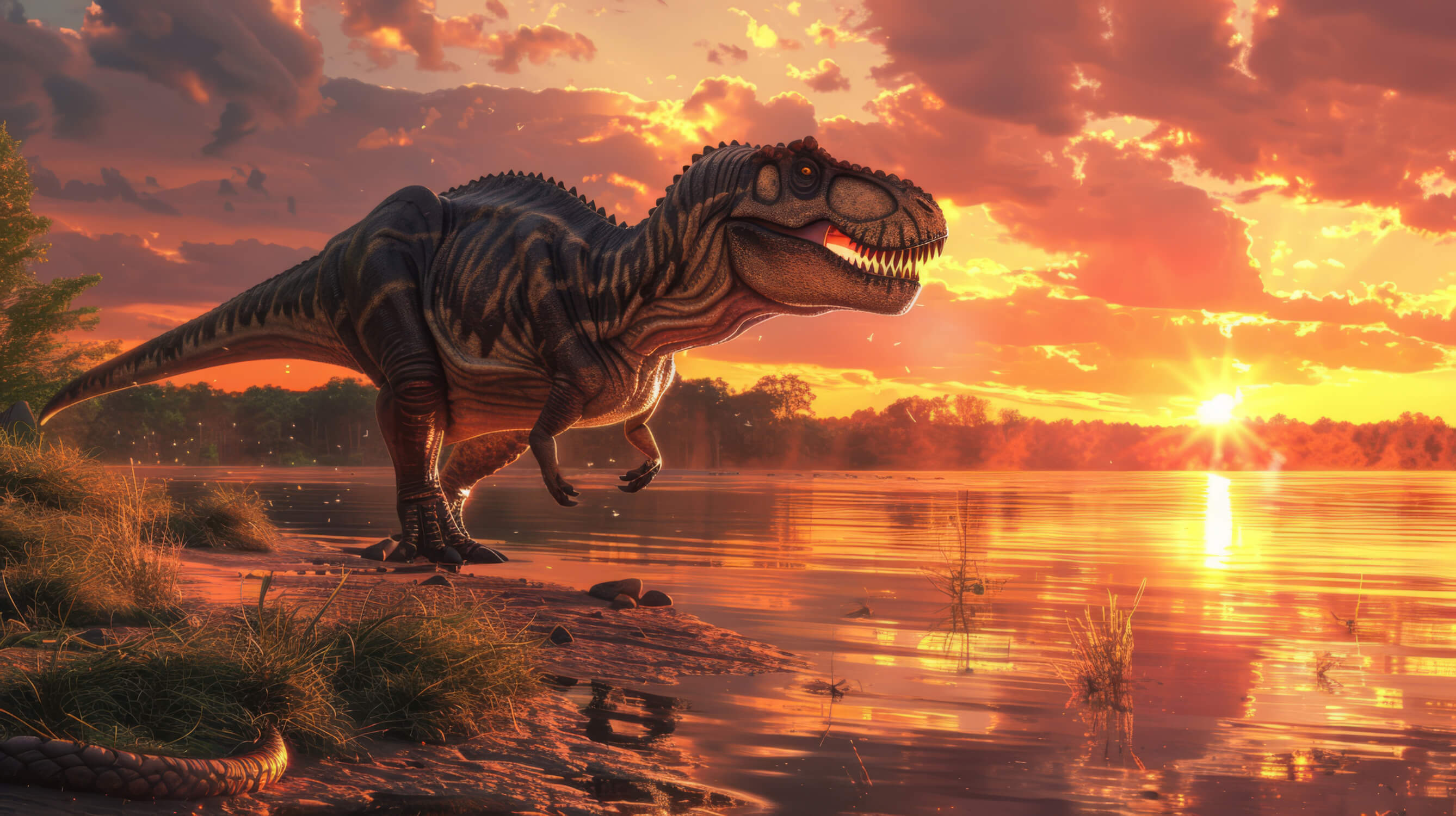 Papier Peint T Rex Couché de Soleil