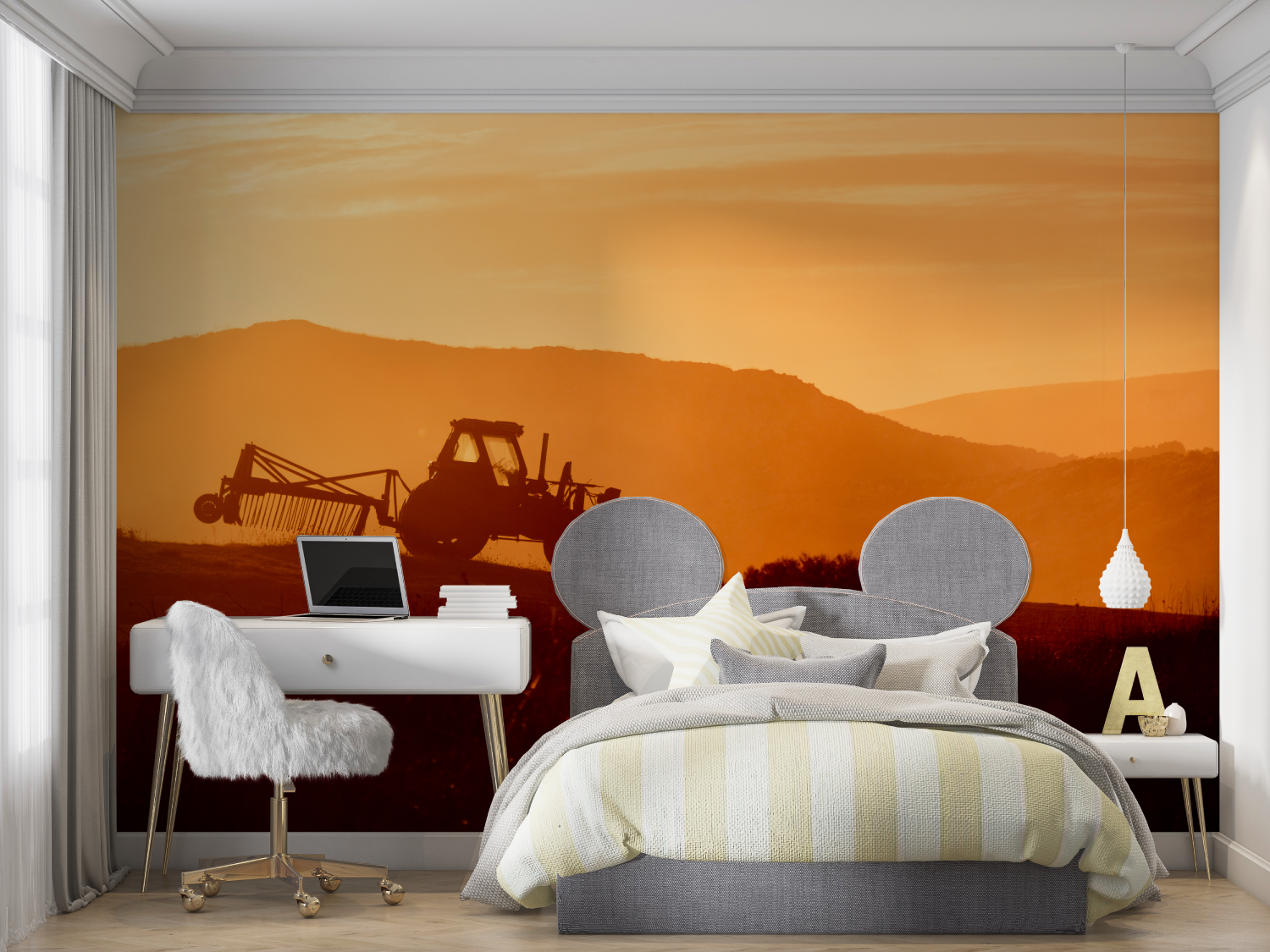 Papier Peint Enfant Tracteur - tapisserie garçon