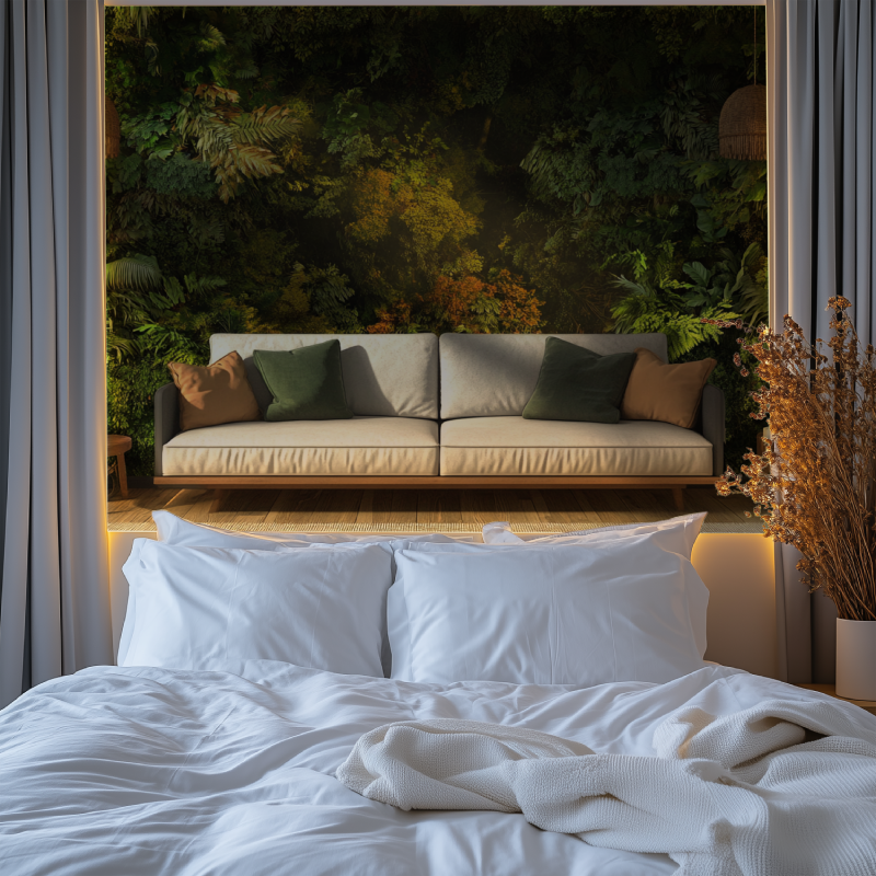 Papier peint trompe loeil foret chambre premium