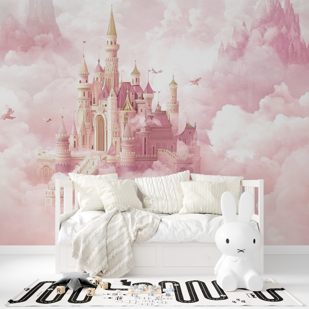Papier peint princesse banniere et chateau tapisserie fille