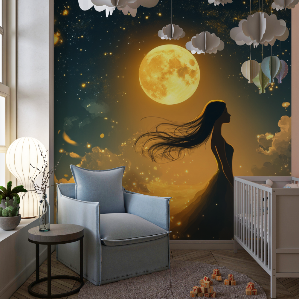 Papier peint princesse sous les etoiles chambre de fille