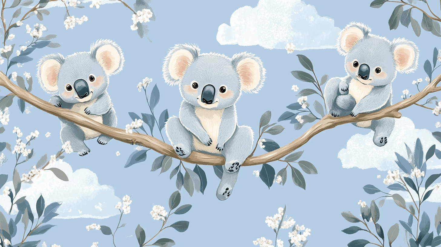Papier Peint Koala Et Berceuse Étoilée