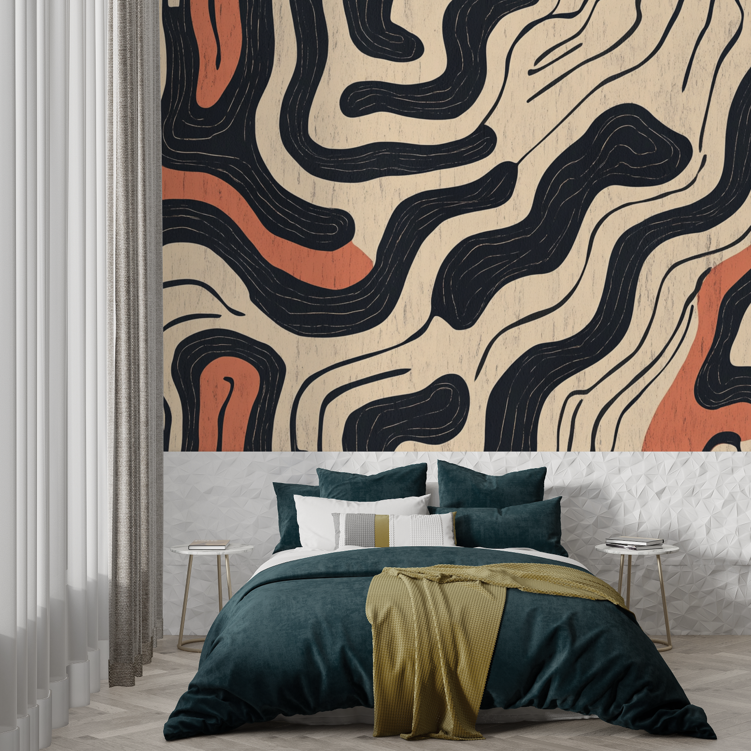 Papier peint terracotta inspiration berbere trompe loeil