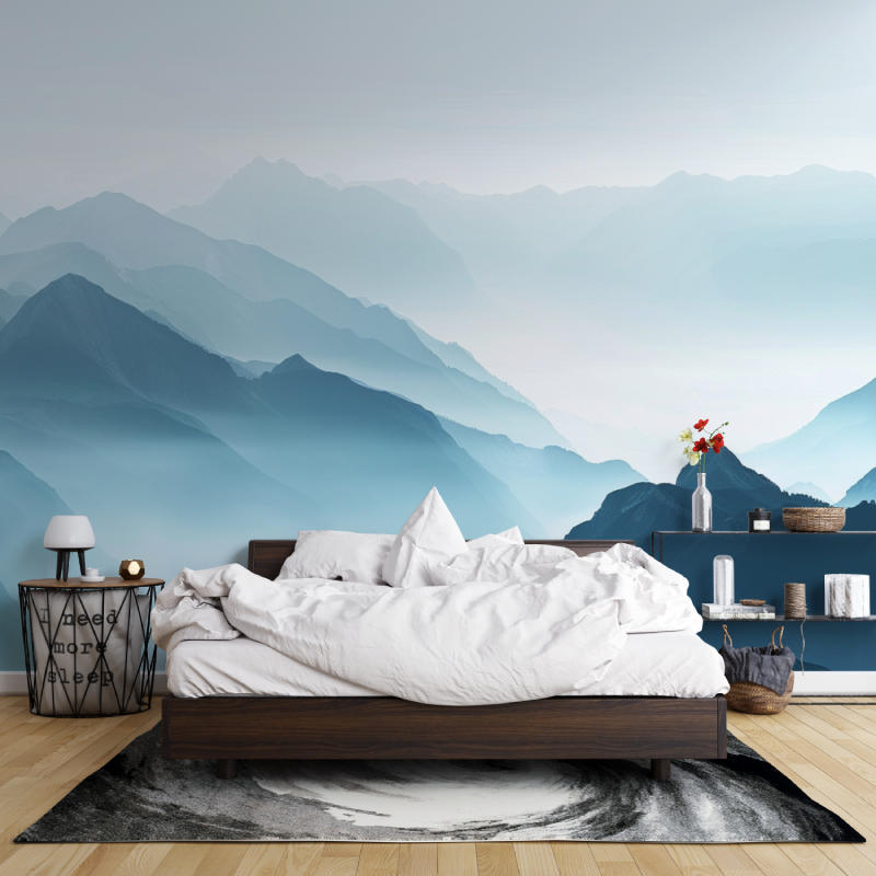 Papier peint panoramique cimes mist leroy merlin mur