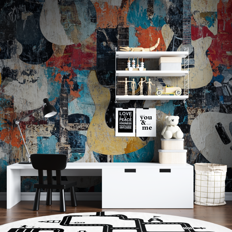 Papier peint abstrait rock tapisserie chambre ados