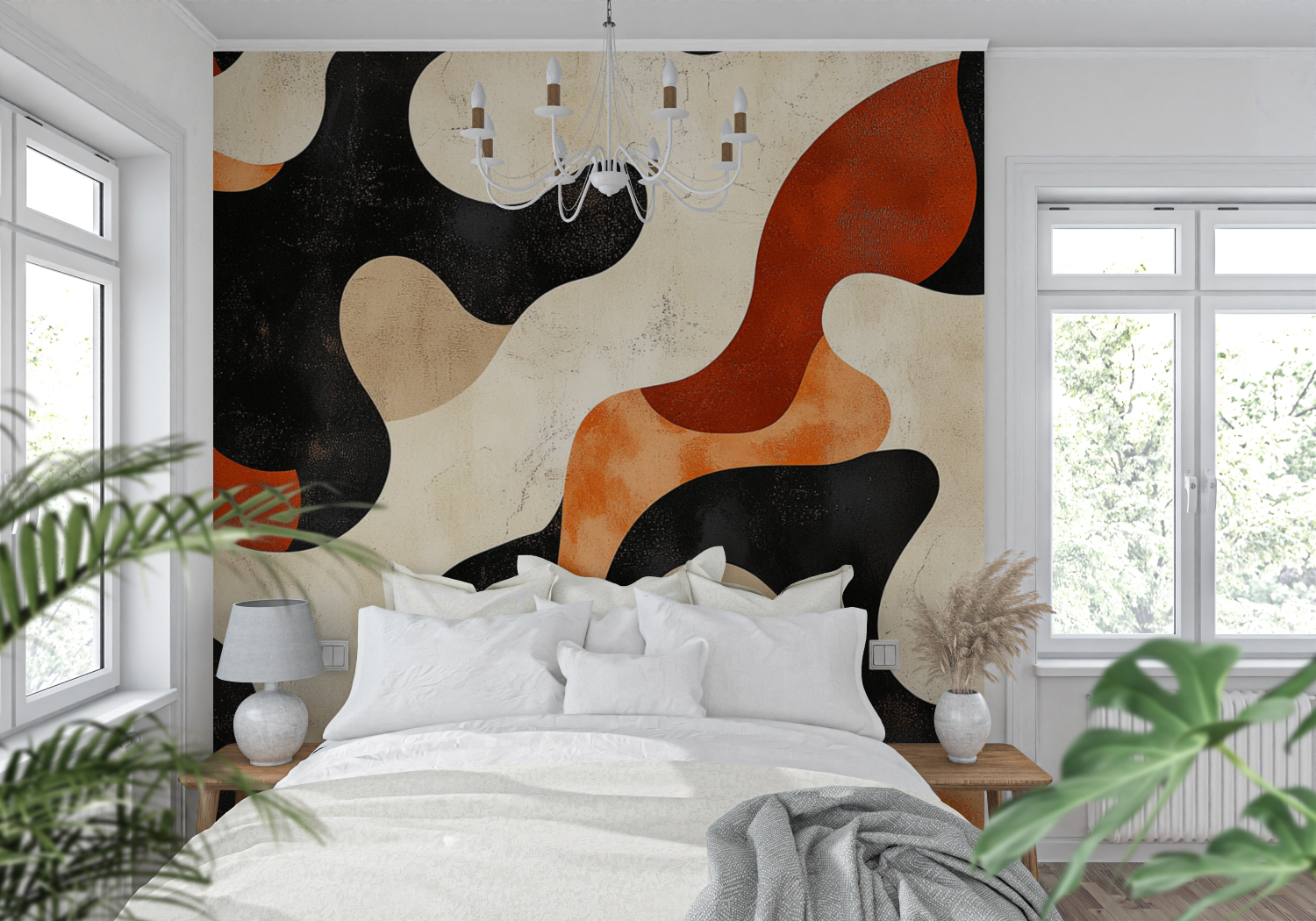 Papier peint terracotta bulles abstrait tendance mur