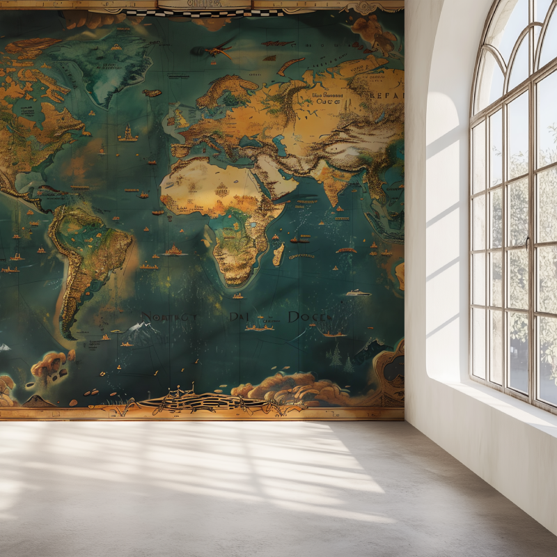 Papier peint carte du monde antique mur simple