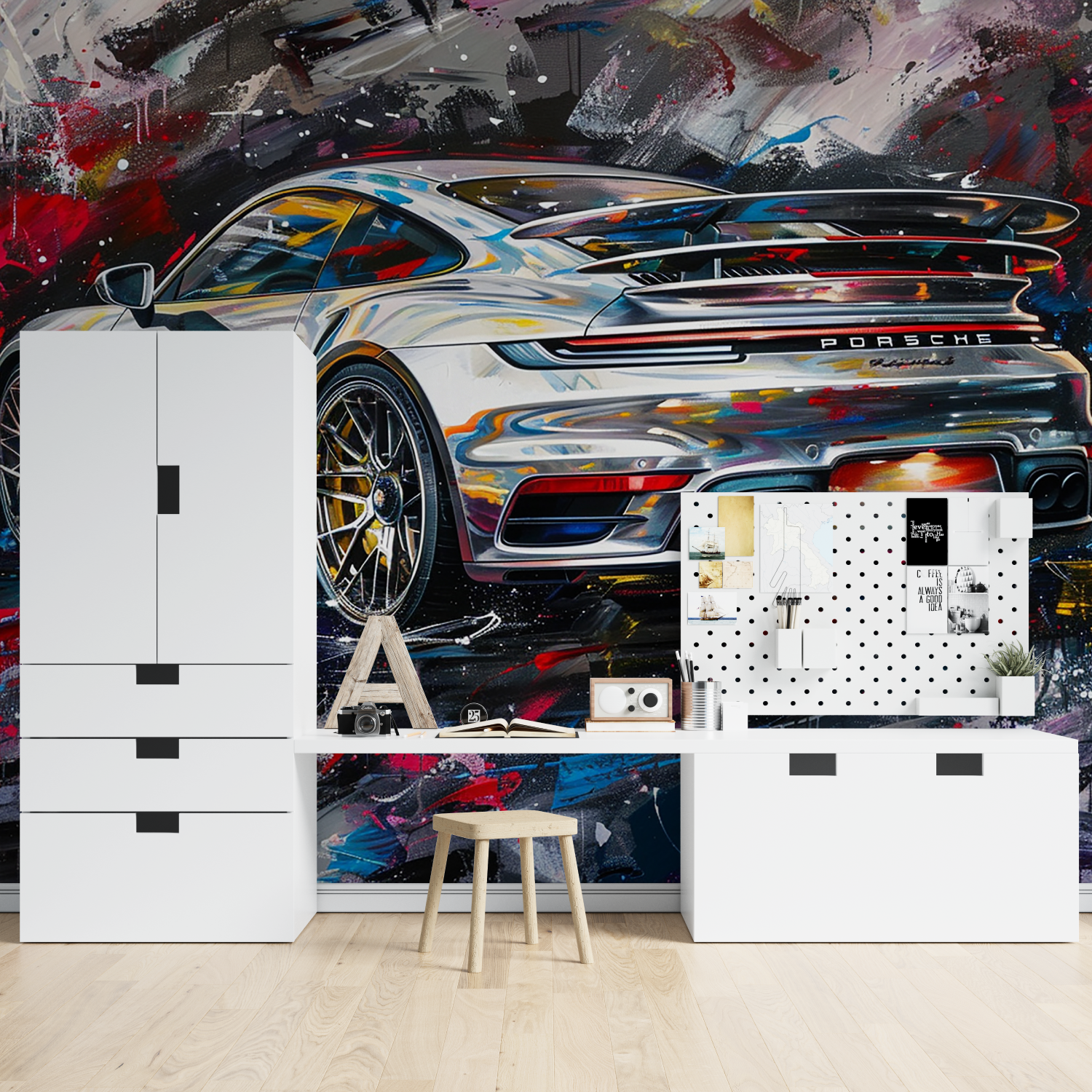 Papier peint voiture porsche tapisserie spiderman