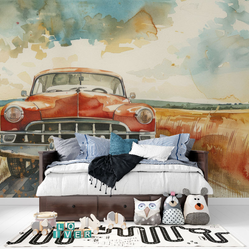 Papier peint voiture vintage st...arelle tapisserie pour ado
