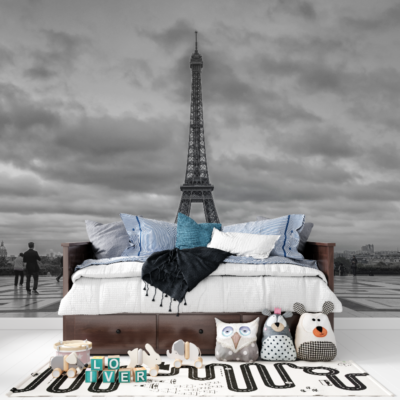 Papier peint noir et blanc avec... rouge tapisserie pour ado