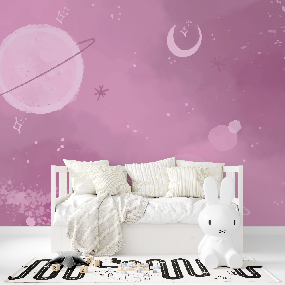 Papier peint ado fille espace planete tapisserie fille