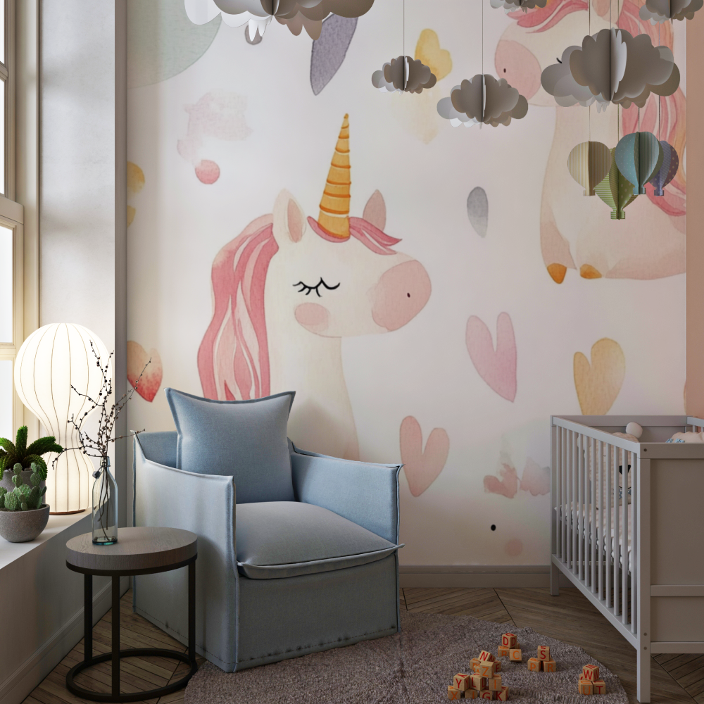 Papier peint licorne bebe tendance mignon chambre de fille
