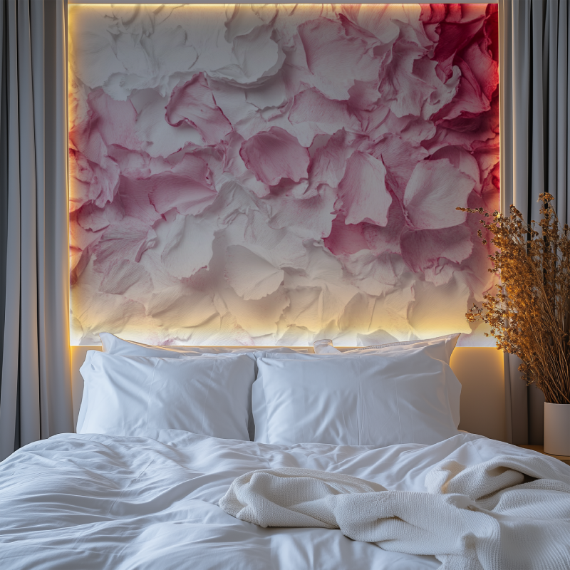 Papier peint fleur fond blanc et rose chambre premium