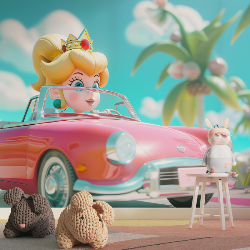 Papier peint chambre voiture fille tapisserie pour fille
