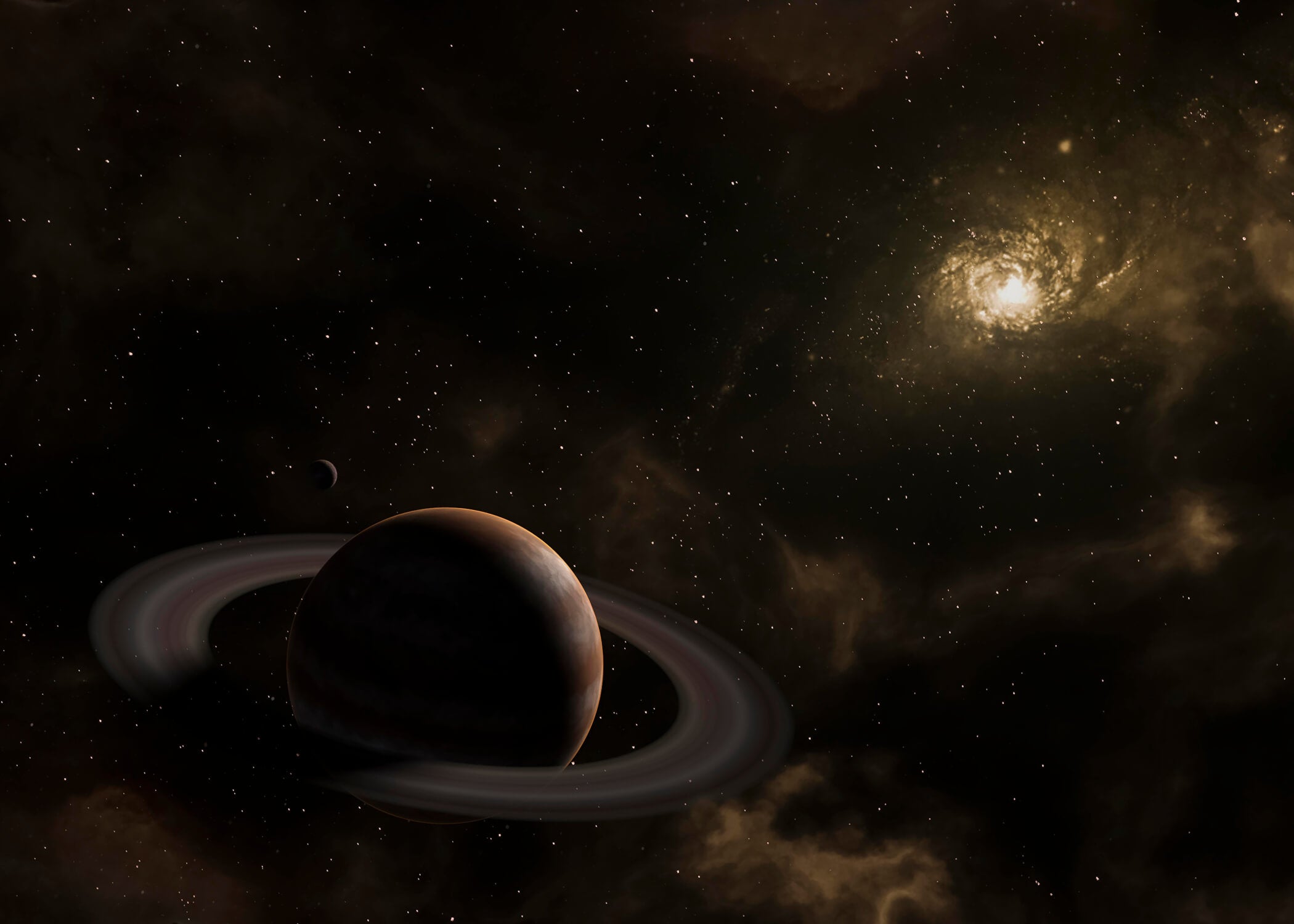 Papier Peint Espace Lune Saturne