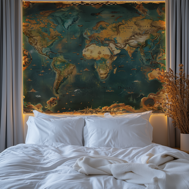 Papier peint carte du monde antique chambre premium