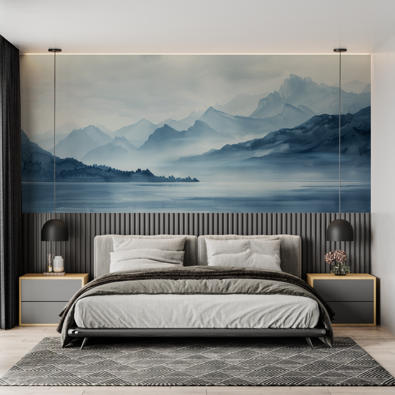 Papier peint artistique annecy lac montagne mural adulte
