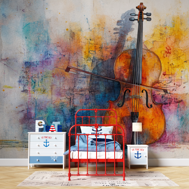 Papier peint violon colore garcon567