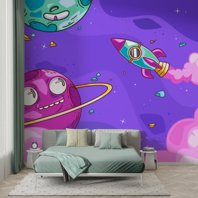 Papier peint espace rigolo murs