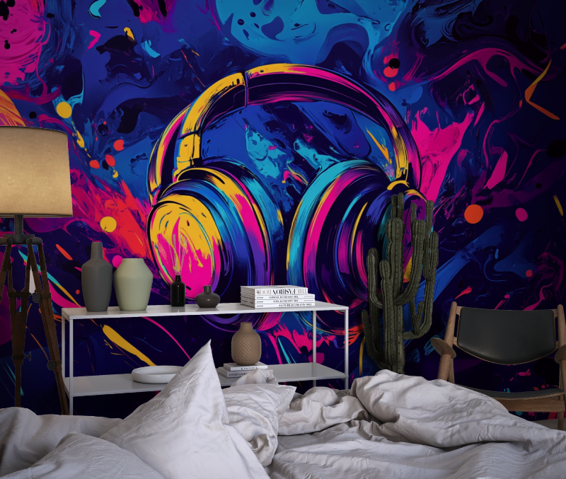 Papier peint casque couleur ados chambre dado1