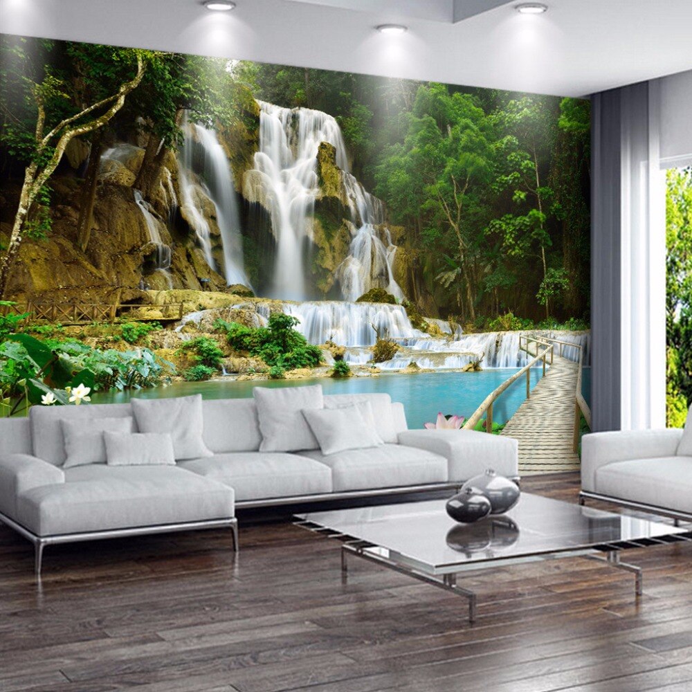 Waterfall Landscape 3D Non-woven TV Background Photo