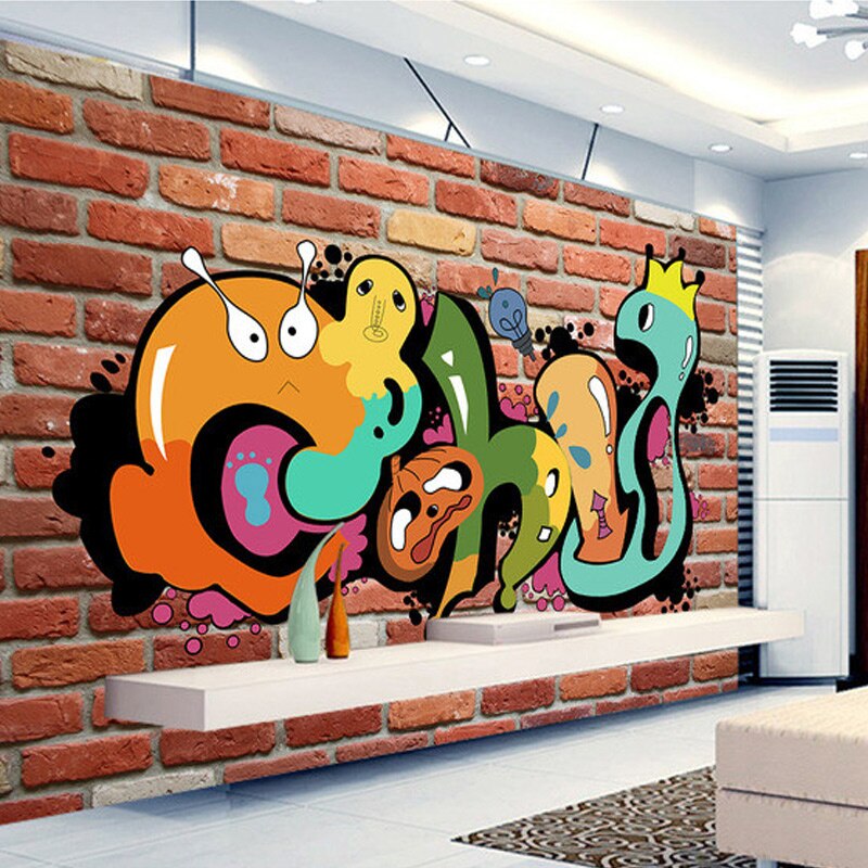 Custom Mural Wallpaper 3D Colorful Graffiti Retro Modern