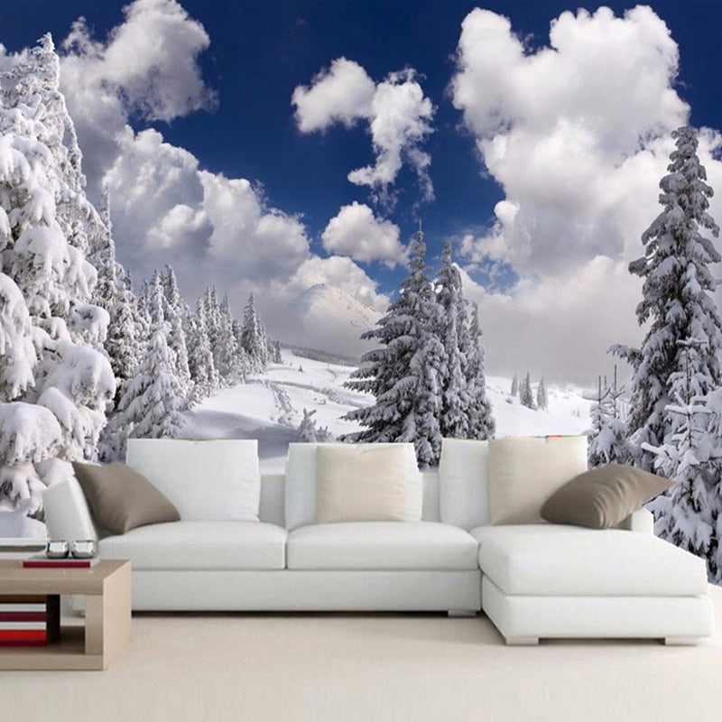 Custom Photo Wallpaper Winter Snow Landscape Forest Wall