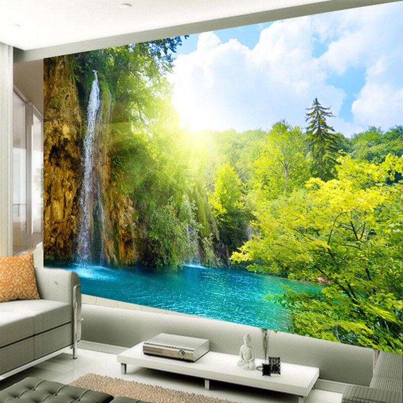 Custom 3D Mural Wallpaper Waterfall Landscape Lake Photo